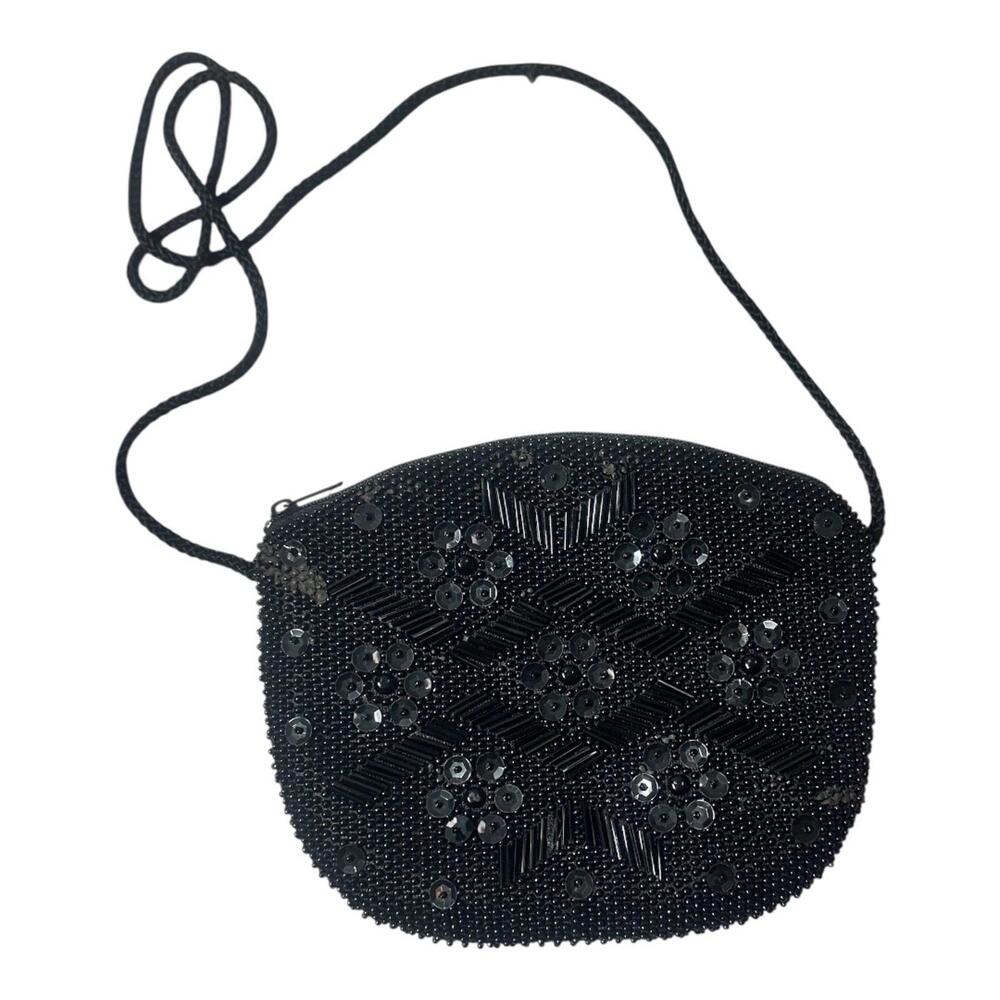 Rare Vintage Loredana‎ Small Beaded & Sequins  Shoulder Bag in Black - Picture 12 of 12